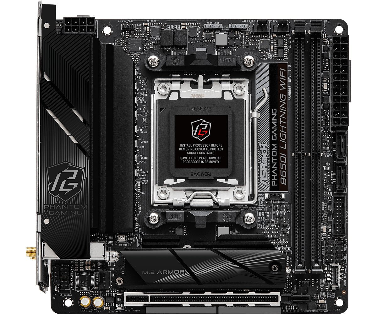 Asrock B650i Lightning Wifi Bundkort Socket Am5 Usb Gen Onboard Grafik Cpu Påkrævet Retail Geekd Dk