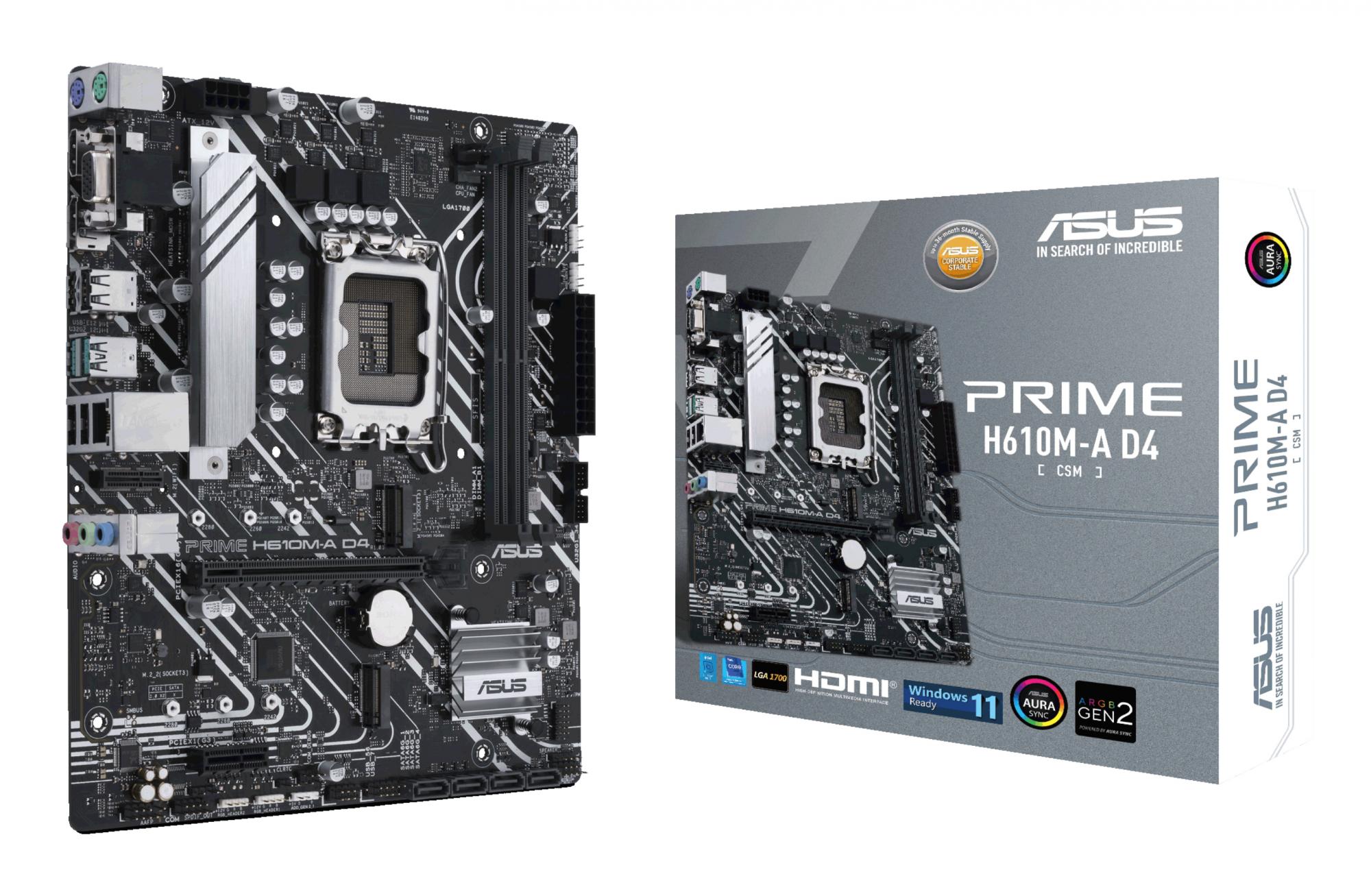 Asus Prime H610m- D4-csm Micro-atx Lga1700 Intel H610 Bundkort Geekd Dk