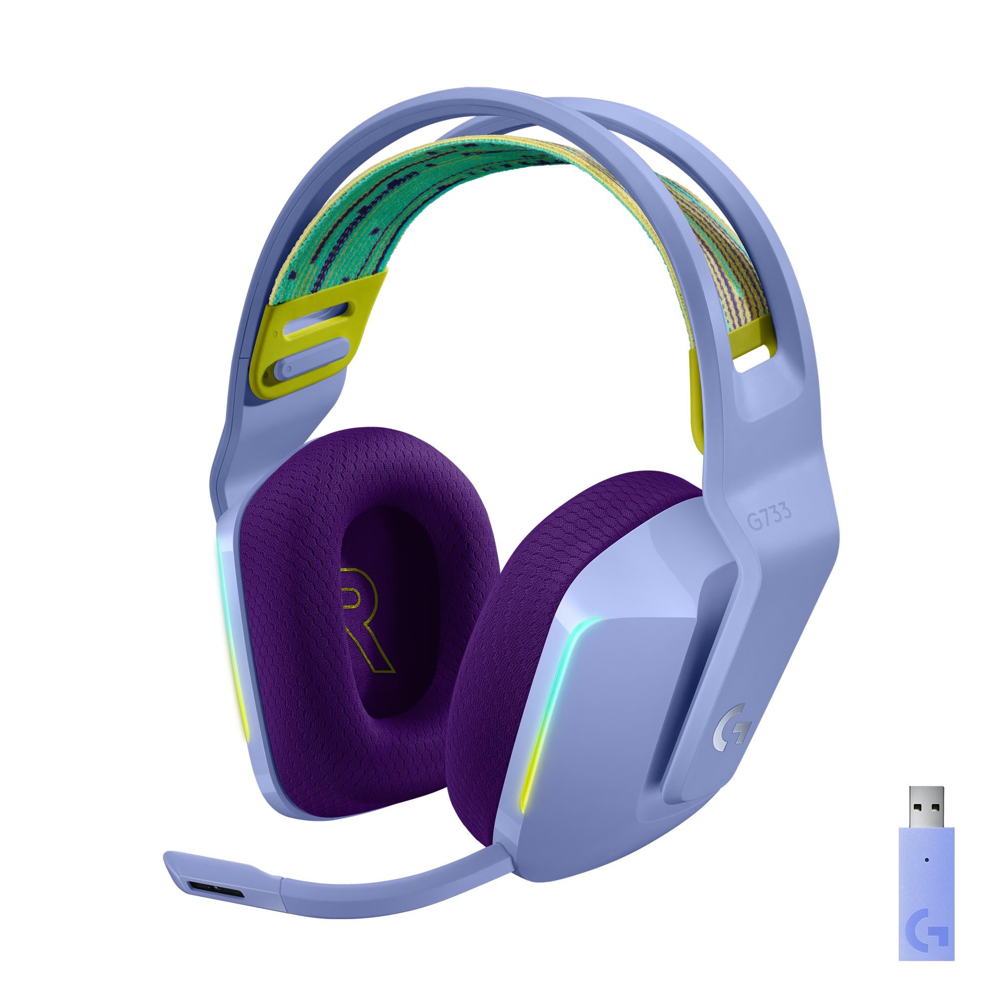 Logitech G733 Lightspeed Wireless Rgb Gaming Headset Trådløs Headset Lilla Geekd Dk