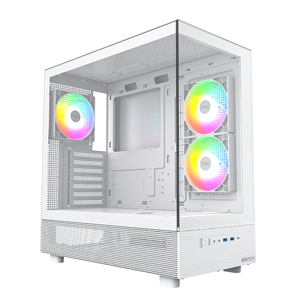 Montech Xr Tg Hvid 3x 120 Argb Pwm Fans Kabinet Geekd Dk