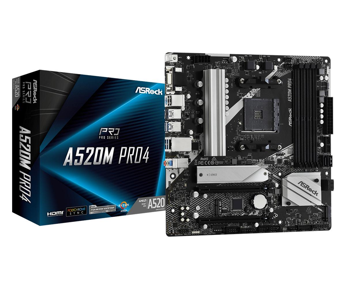 Asrock A520m Pro4 Micro-atx Am4 Amd A520 Bundkort Geekd Dk