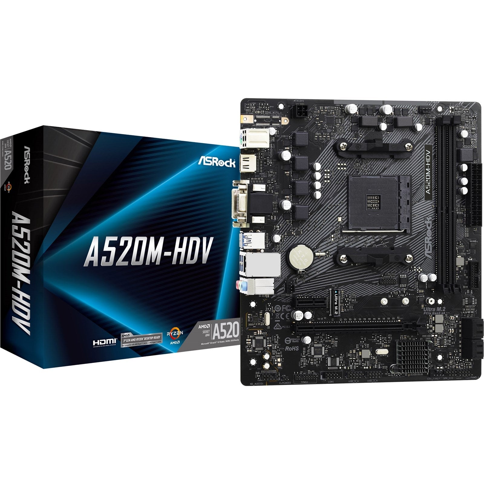 Asrock A520m-hdv Micro-atx Am4 Amd A520 Bundkort Geekd Dk
