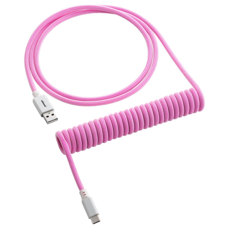 Cablemod Classic Coiled Keyboard Cable Usb   To Usb Type    Strawberry Cream 150cm Usb Kabler Geekd Dk