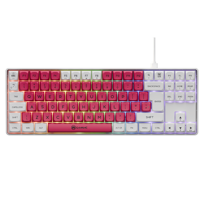 Gamiac Tkl90g Hvid Rød Tkl Tastatur Blå Switch Geekd Dk
