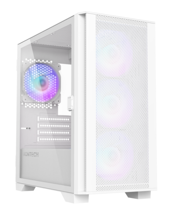 Montech Air 100 Argb White Micro Atx  Tempered Glass  4x Argb Fans Included Kabinet Geekd Dk