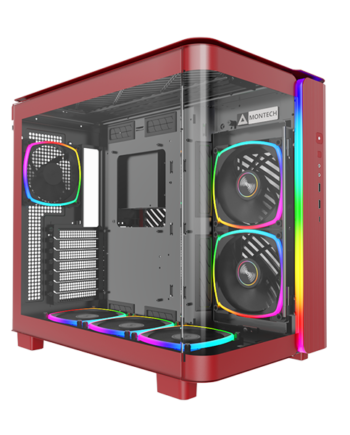 Montech King 95 Pro Rød- Curved Glas Kabinet Geekd Dk