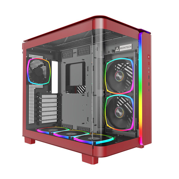 Montech King 95 Pro Rød- Curved Glas Kabinet Geekd Dk