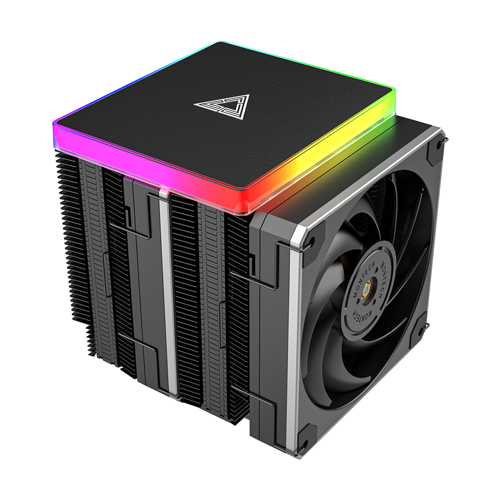 Montech Metal Dt24 Premium Cpu Cooler  Argb Top Cover  2x 120mm Pwm Fans  Lga1700   Am5 Support  270w Tdp Cpu Køler Geekd Dk