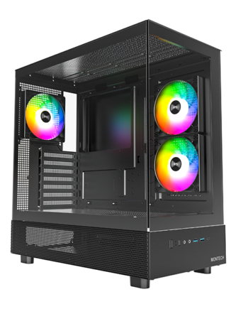 Montech Xr Tg Sort- 3x 120 Argb Pwm Fans Kabinet Geekd Dk