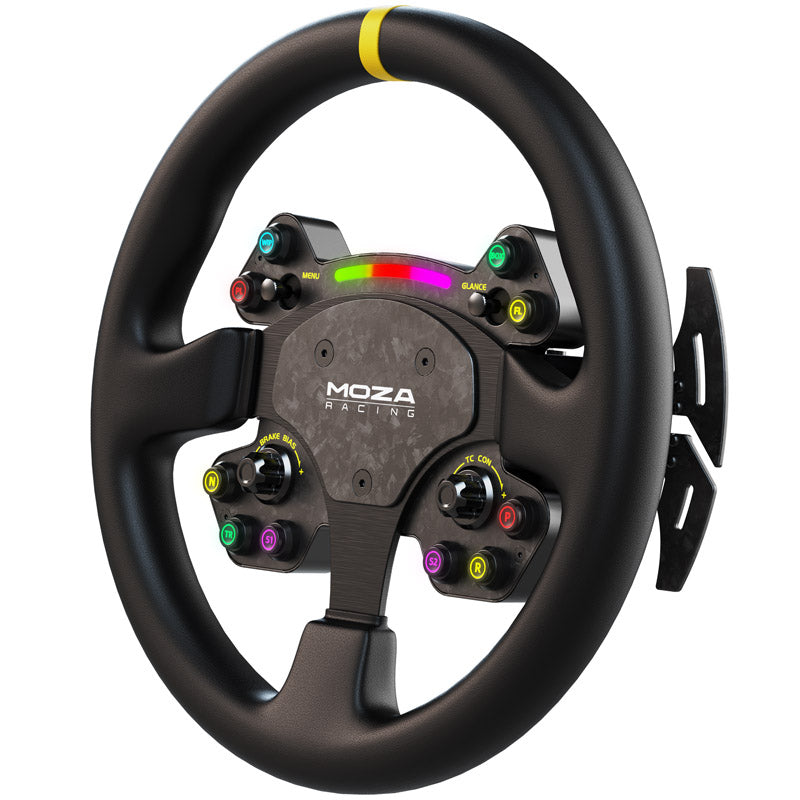 Moza Rs V2 Steering Wheel  Round Læder 33 Cm  Rat Pedal Geekd Dk