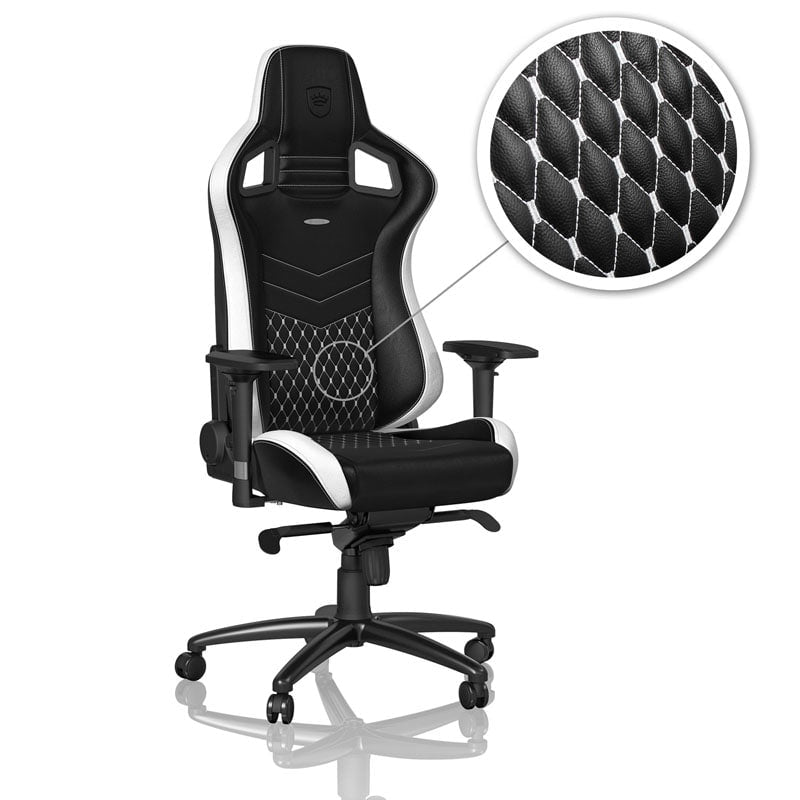 Noblechairs Epic Real Leather Sort Hvid Rød Stol Geekd Dk