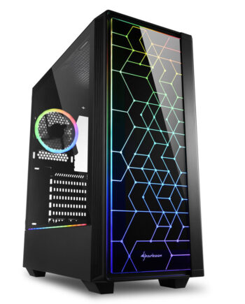 Sharkoon Rgb Lit 100 Tower Caseâ Black  Front And Side Panel Of Tempered Glass  Kabinet Geekd Dk