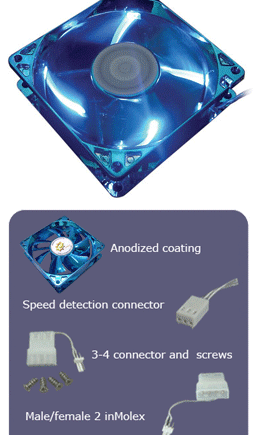 Sunbeam 80mm Metallicblue Silent Led-blæser
