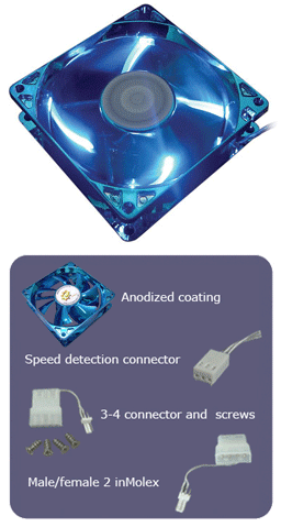 Sunbeam 80mm Metallicblue Silent Led-blæser