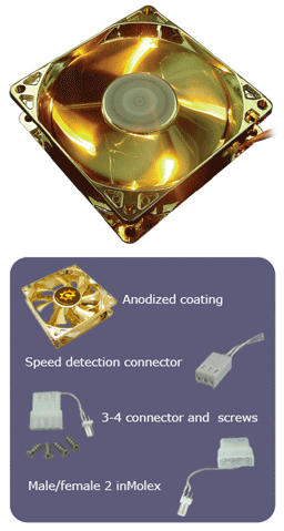 Sunbeam 80mm Metallicgold Silent Led-blæser