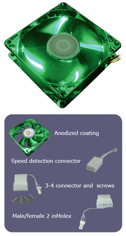 Sunbeam 80mm Metallicgreen Silent Led-blæser