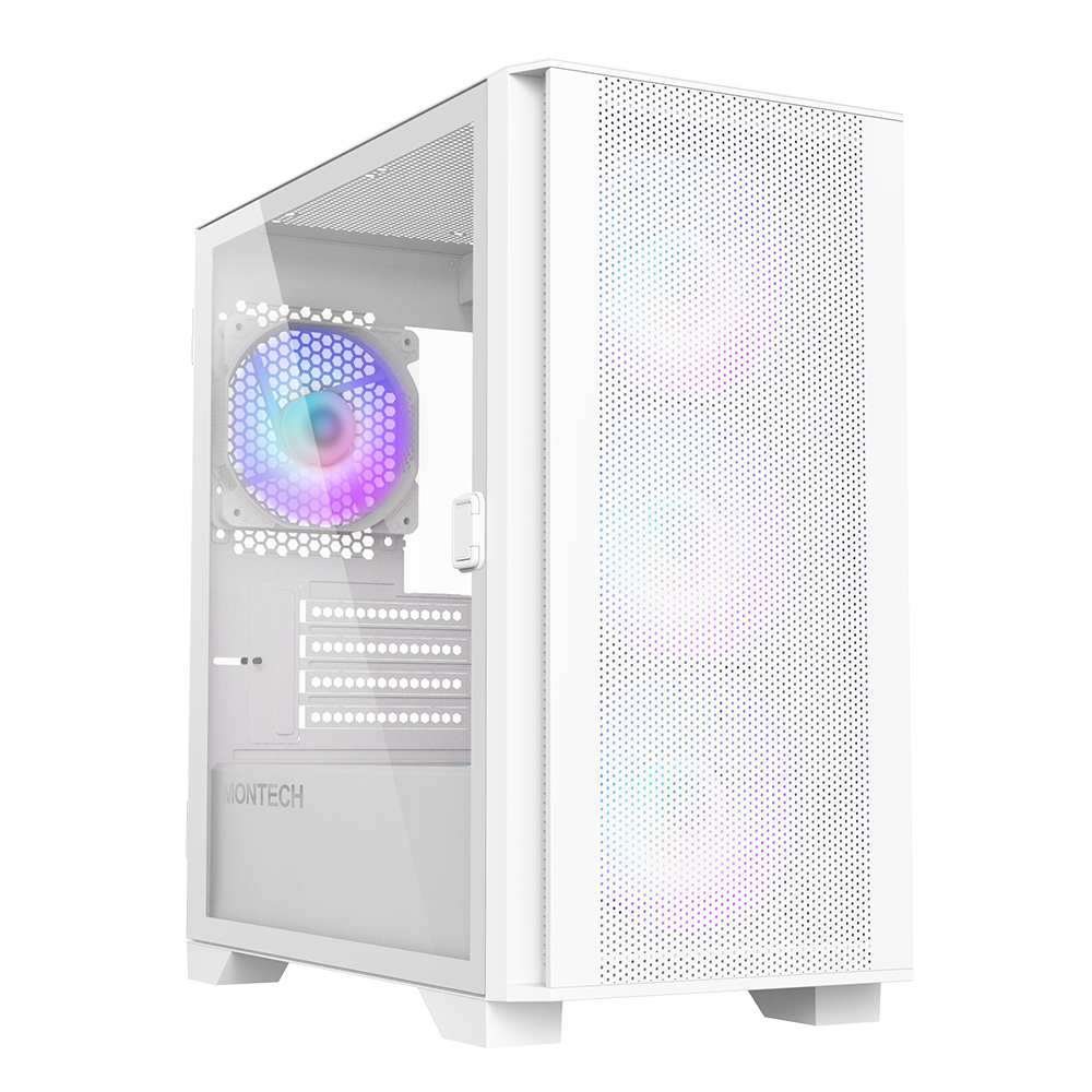 Montech Air 100 Argb White Micro Atx  Tempered Glass  4x Argb Fans Included Kabinet Geekd Dk