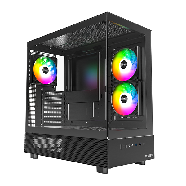 Montech Xr Tg Sort- 3x 120 Argb Pwm Fans Kabinet Geekd Dk