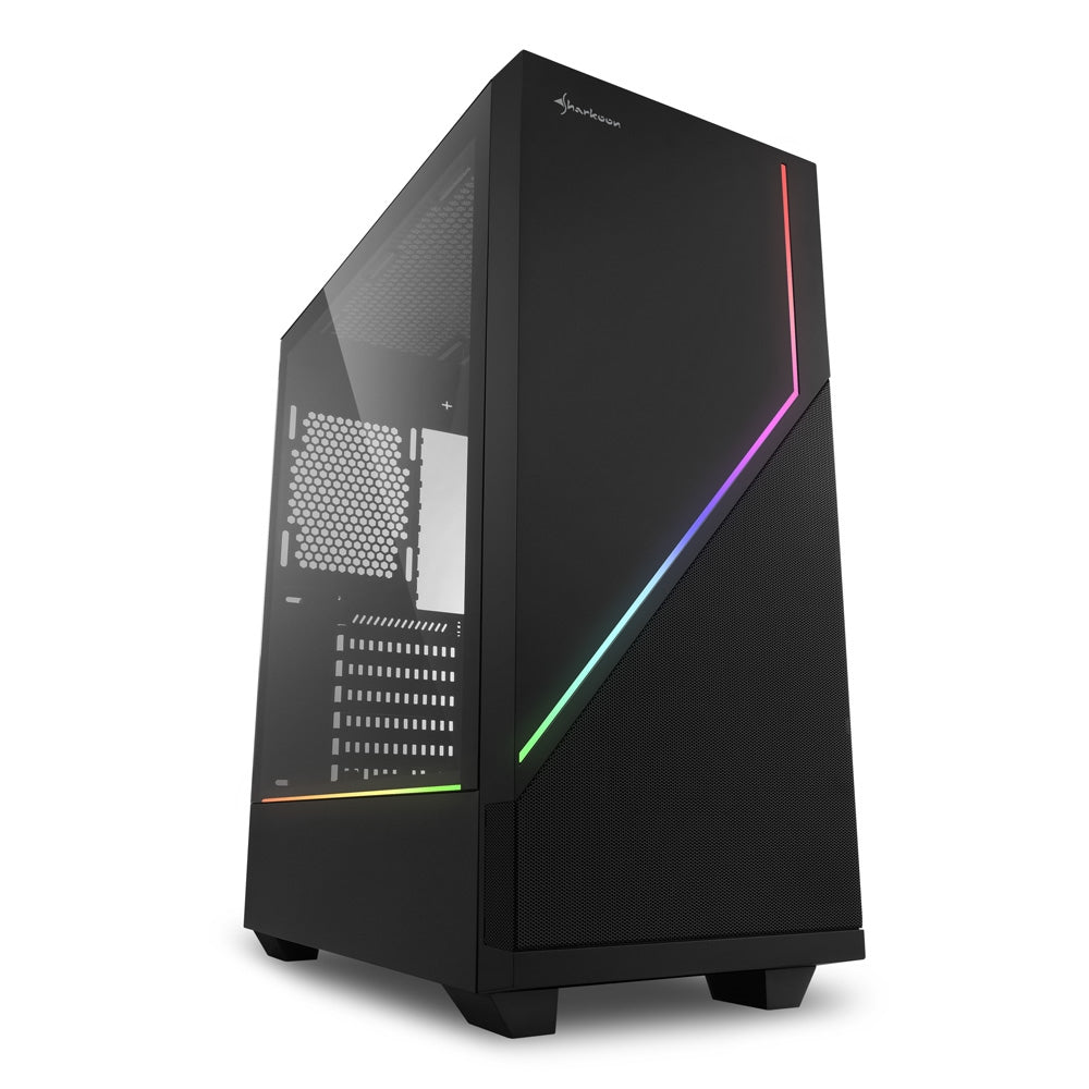 Sharkoon Rgb Flow  Tower Caseâ Black  Side Panel Of Tempered Glass  Kabinet Geekd Dk