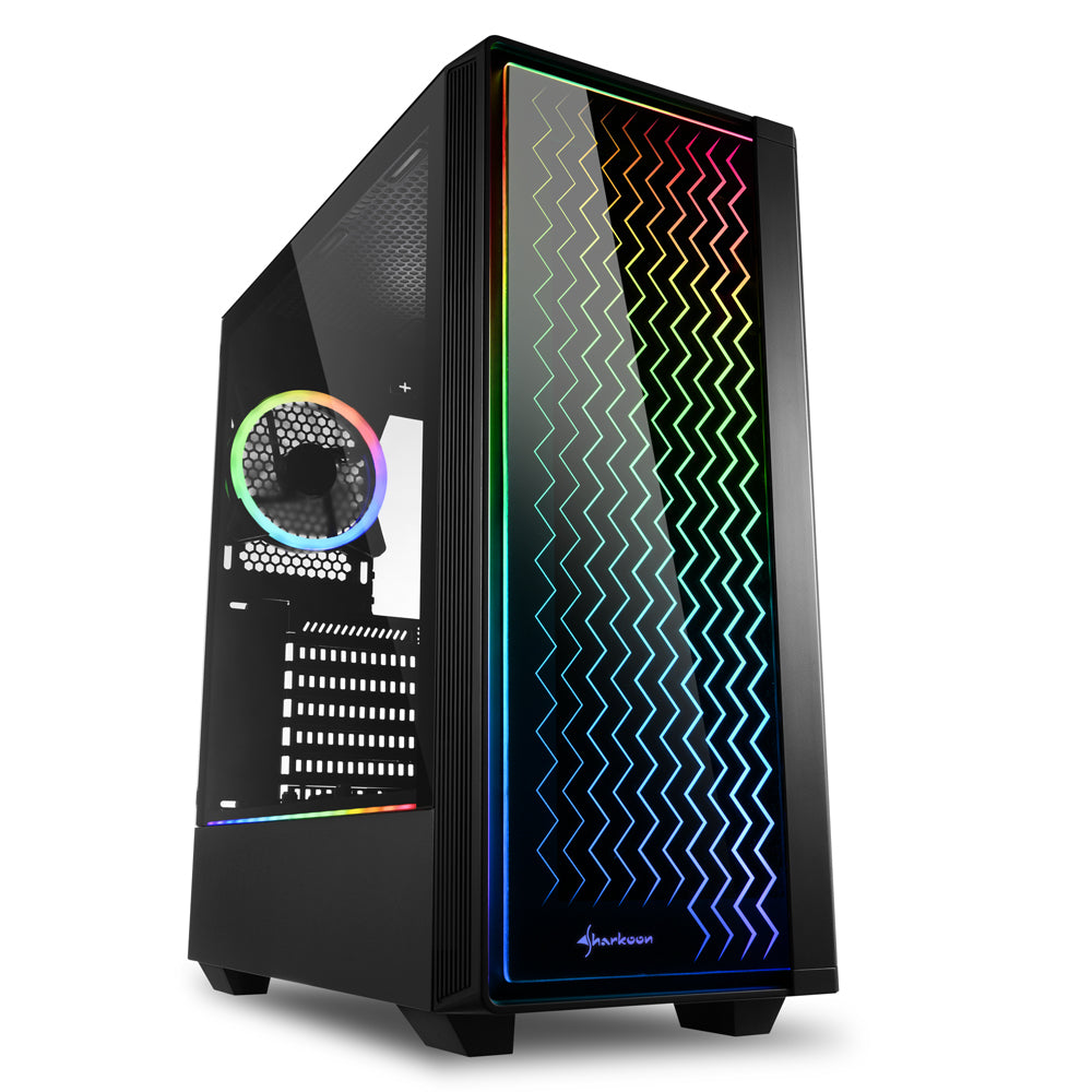 Sharkoon Rgb Lit 200 Tower Caseâ Black  Front And Side Panel Of Tempered Glass  Kabinet Geekd Dk