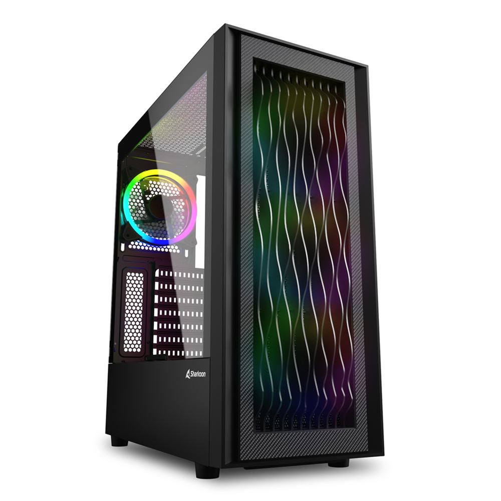 Sharkoon Rgb Wave  Pc Case  Black  Tempered Glass Side Panel  Kabinet Geekd Dk