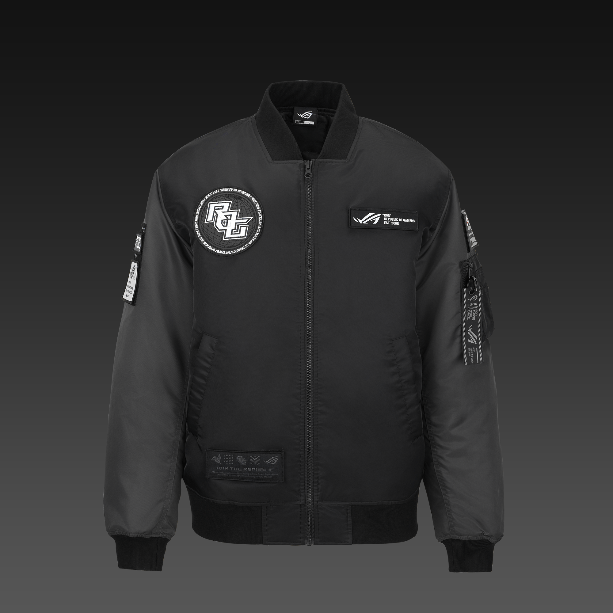 Asus Rog Cosmic Bomber Jacket Regular Fit Sort Grå Jakke Geekd Dk