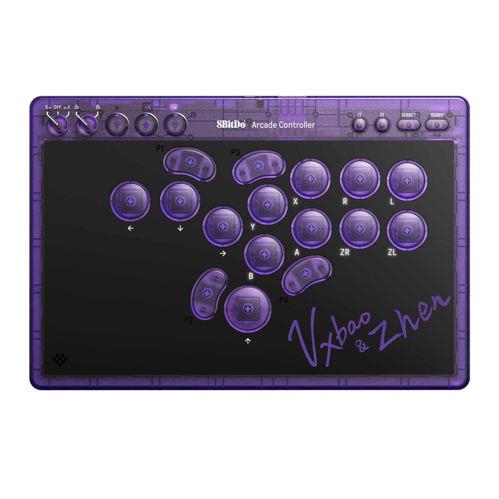8bitdo Arcade Controller   Transparent Purple Signature Edition Geekd Dk