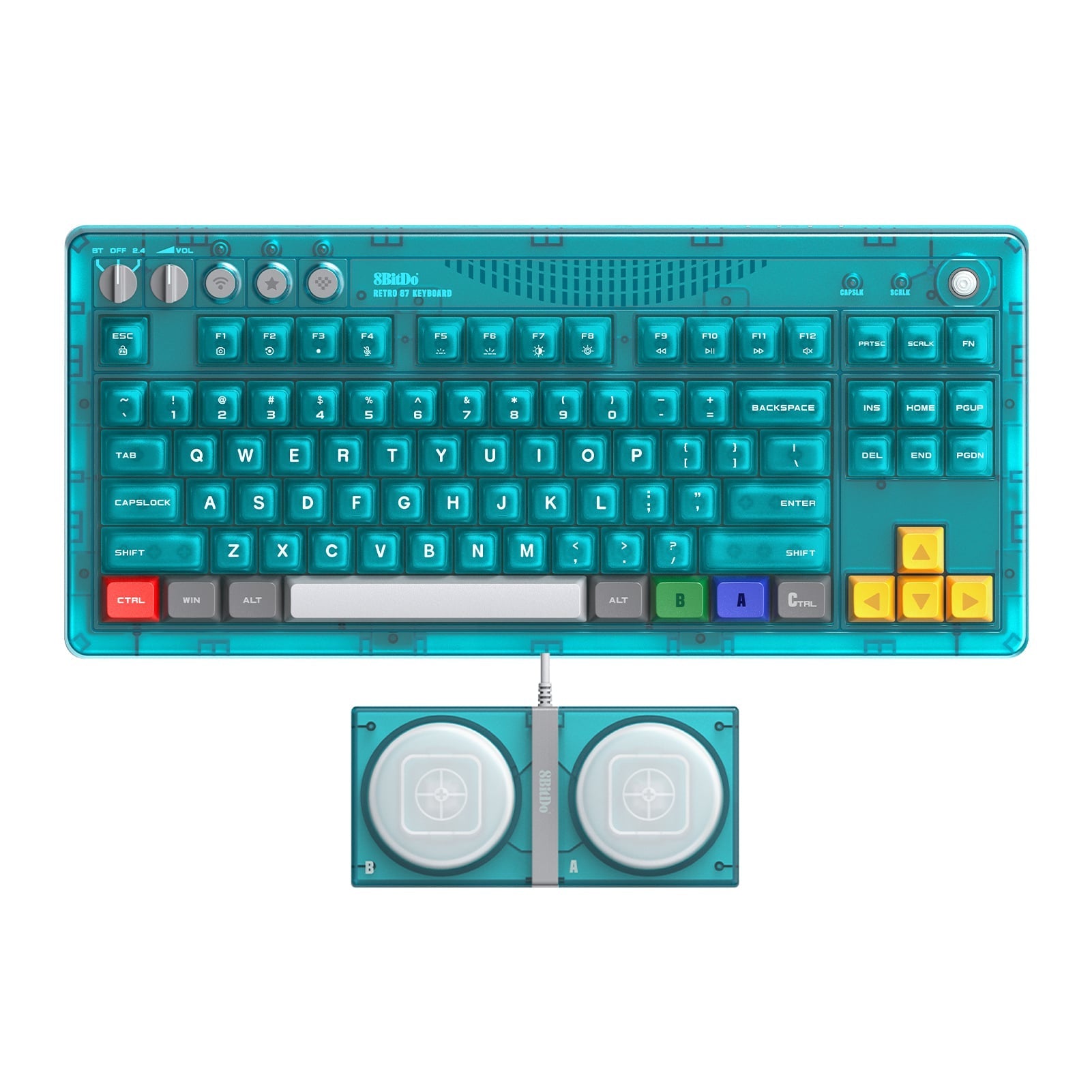 8bitdo Retro 87 Mechanical Keyboard Clear Blue Tastatur Geekd Dk