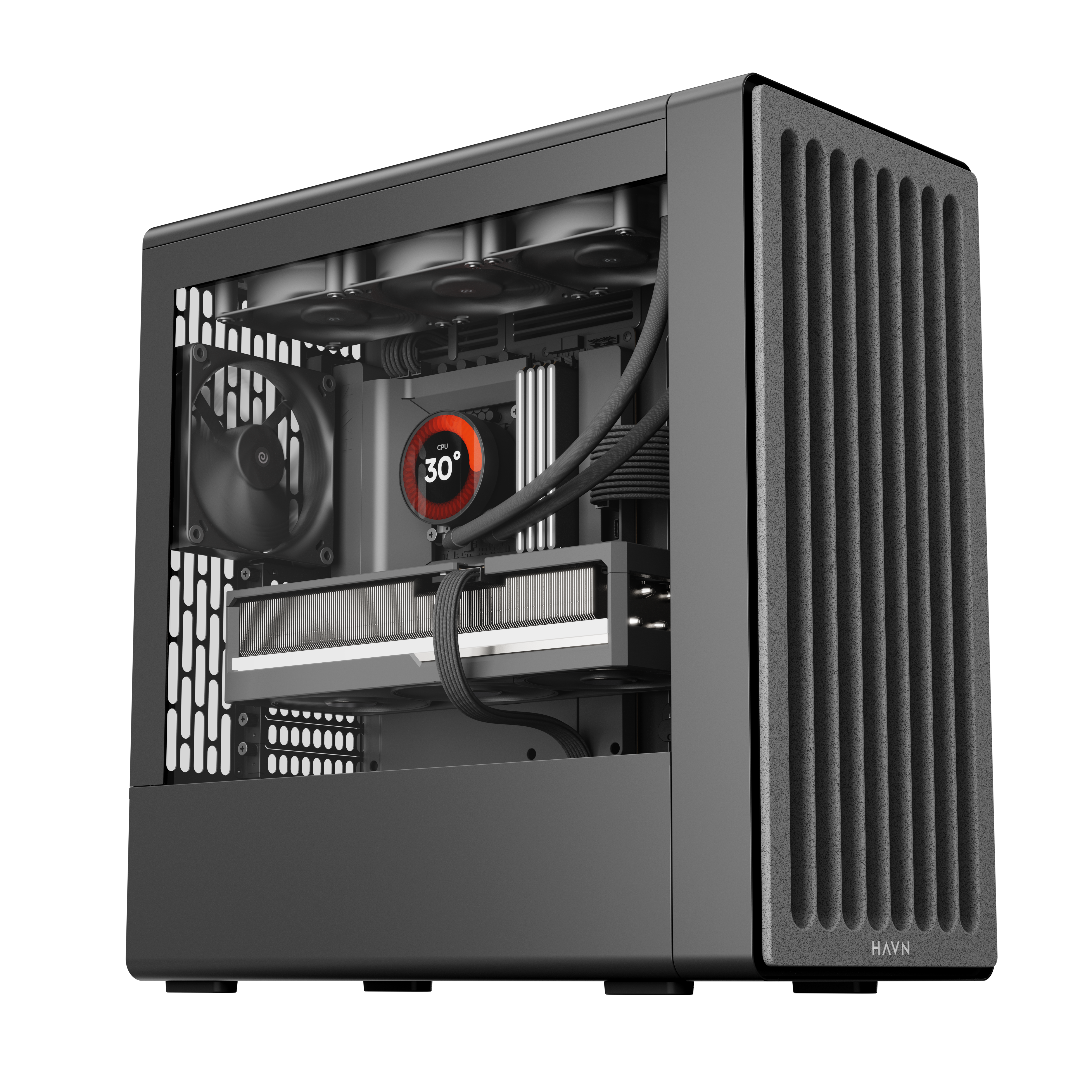 Havn Bf 360 Flow   Sort Mid Tower Kabinet Med Præinstallerede High-performance Fans Geekd Dk