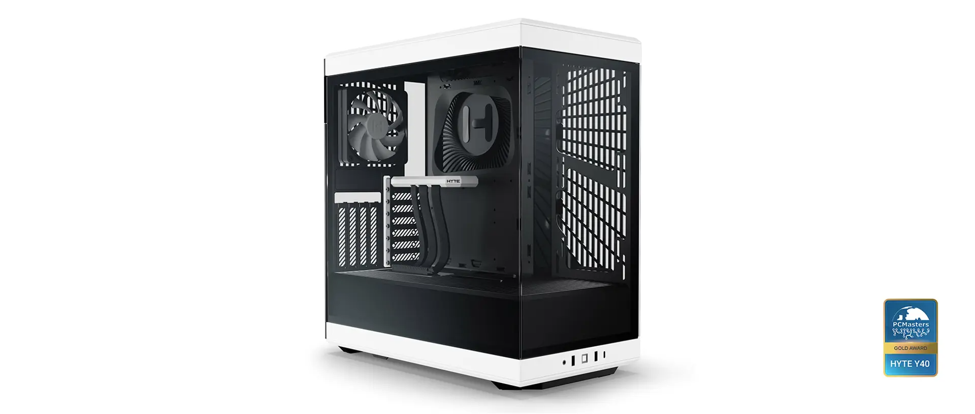 Hyte Y40 Black White Miditower Panoramic Glass Veil  Included Pcie     Riser Cable    Included Fans Kabinet Geekd Dk