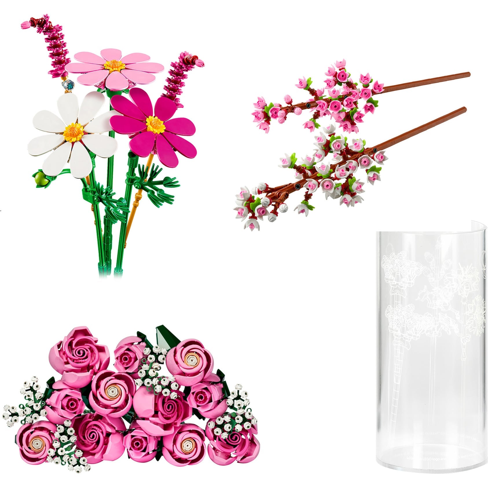 Lego Botanicals Pink Blomsterbuket     Byggesæt Med Vase Geekd Dk