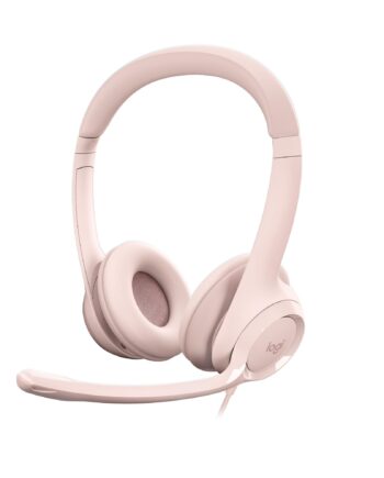 Logitech H390 Wired Headset For Pc Laptop  Stereo Headphones With Noise Cancelling Microphone  Usb-   Rose Geekd Dk
