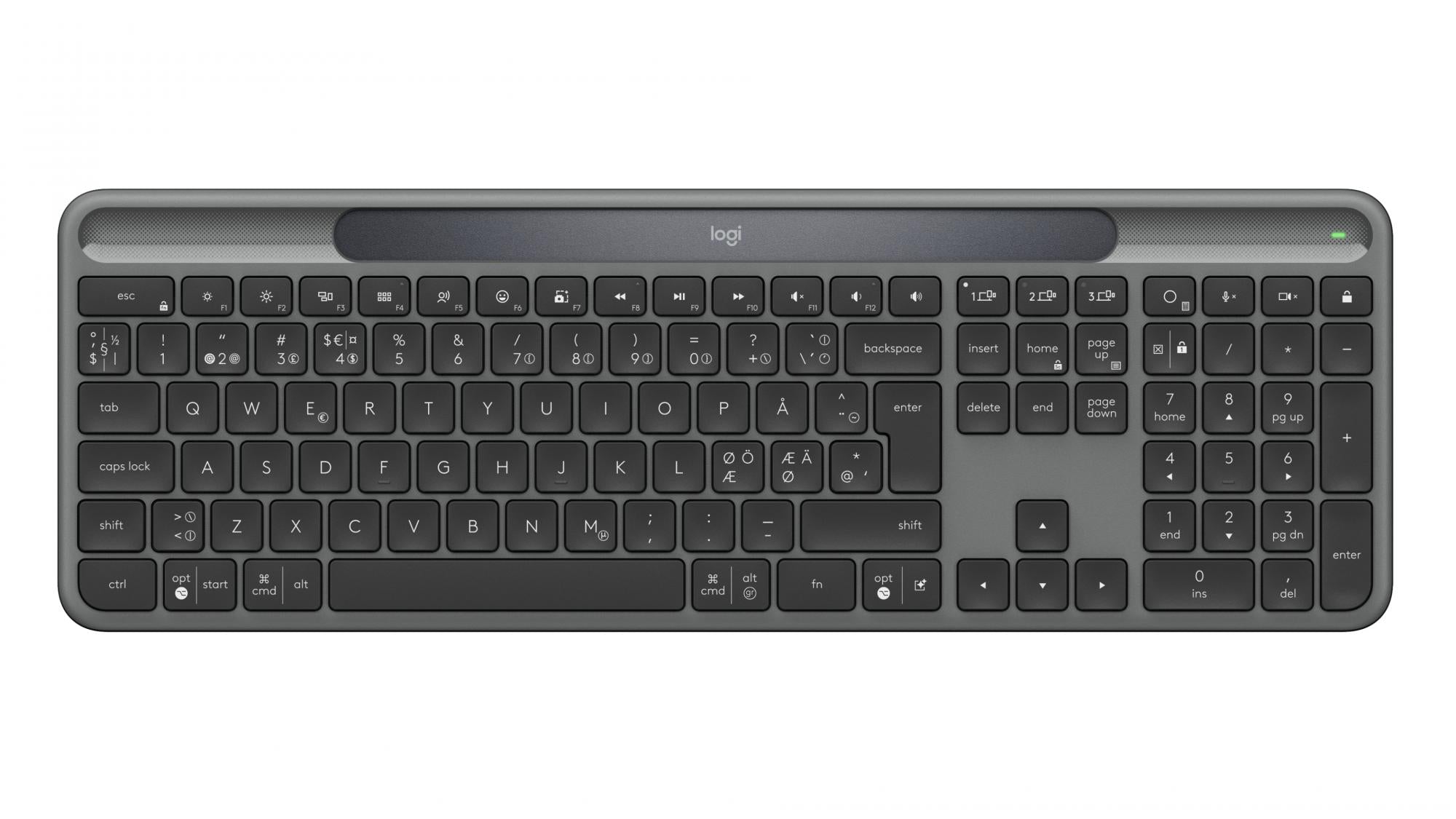 Logitech Signature Slim Solar  K980 Keyboard Graphite  Nordic  Tastatur Geekd Dk