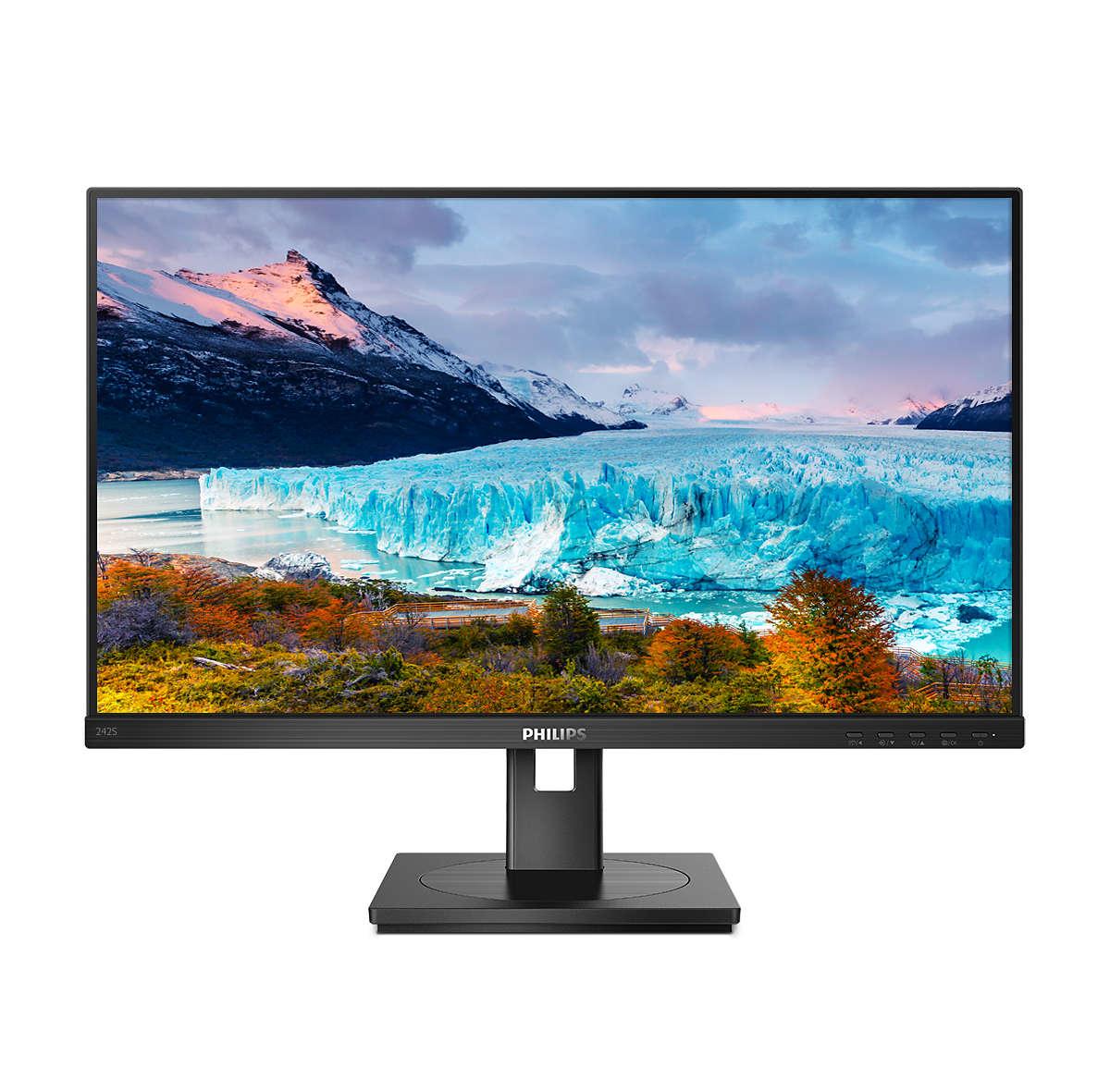 Philips -line 242s1ae 24 1920 1080 Full Hd Dvi Vga Hd-15 Hdmi Displayport 75hz Pivot Skærm Geekd Dk