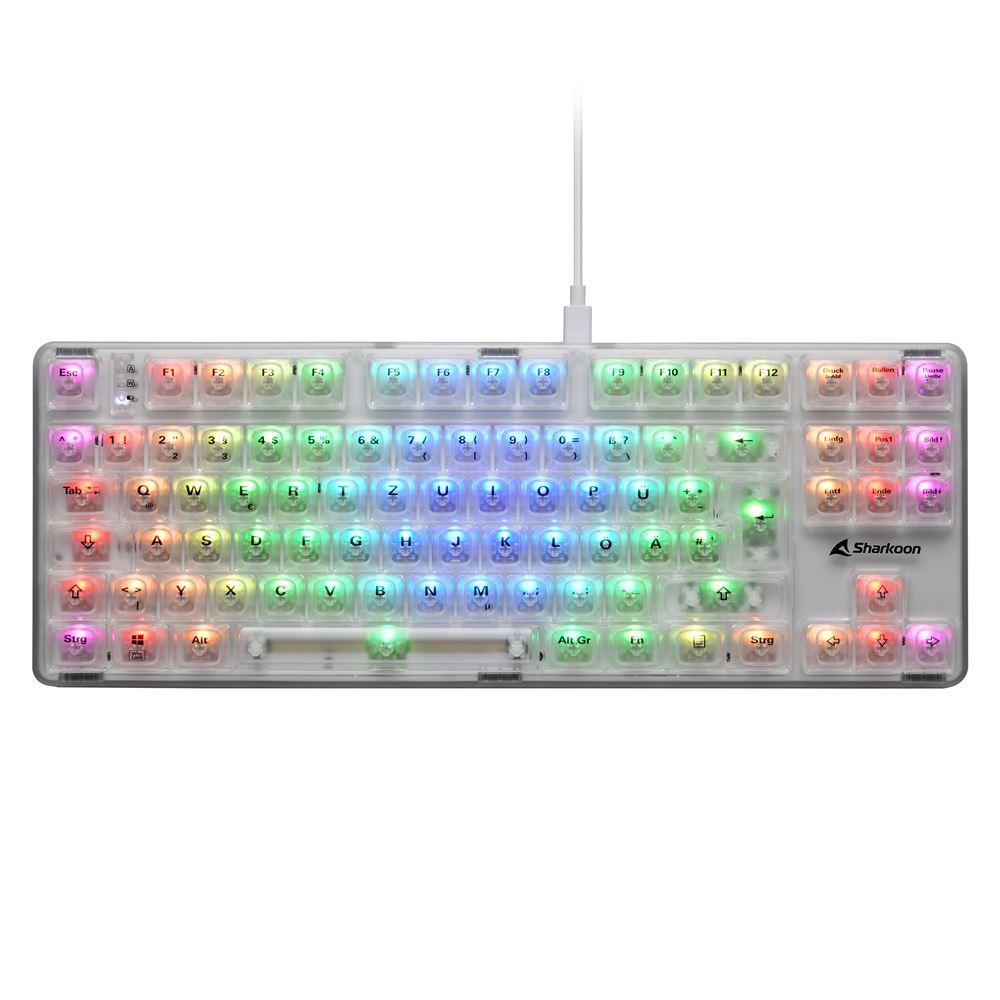 Sharkoon Crystal Shark Trådløst Tastatur   Hvid  De  Ktt Geekd Dk