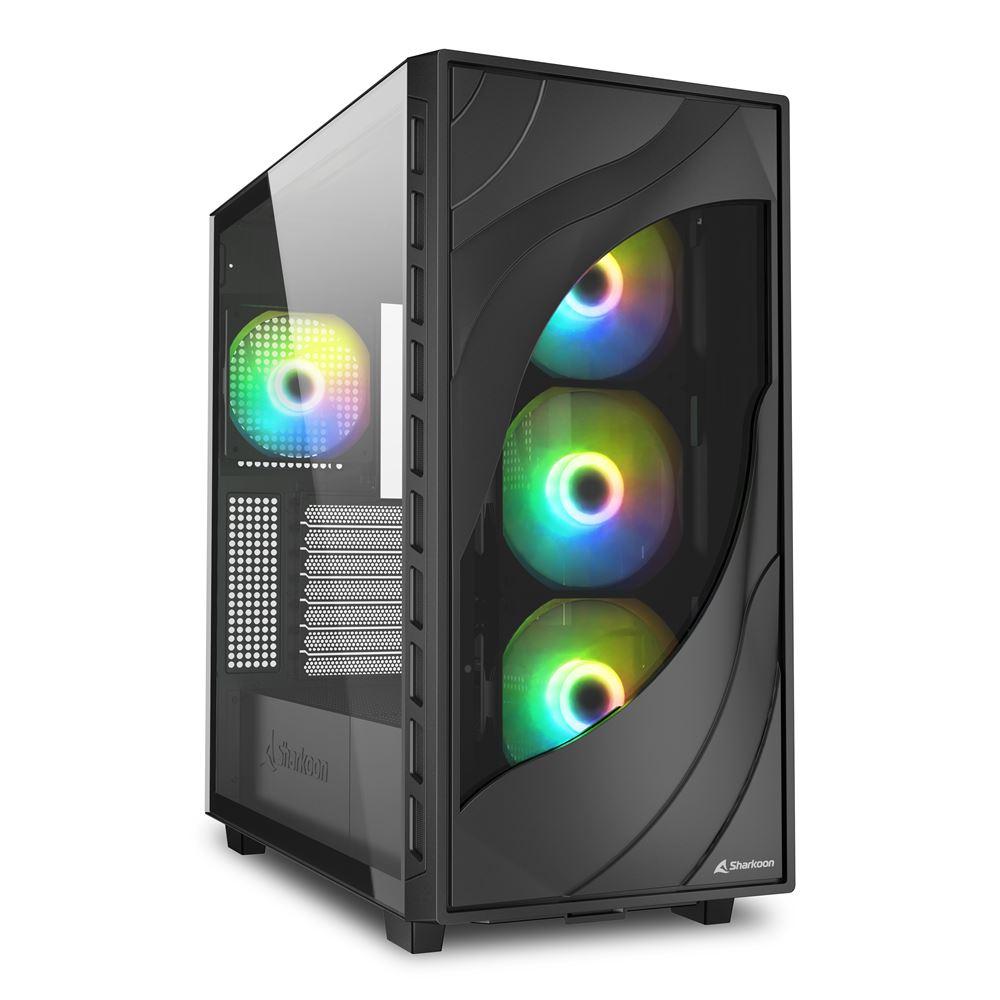 Sharkoon Rebel C80g Rgb Atx-kabinet   Sort  Glasside Geekd Dk