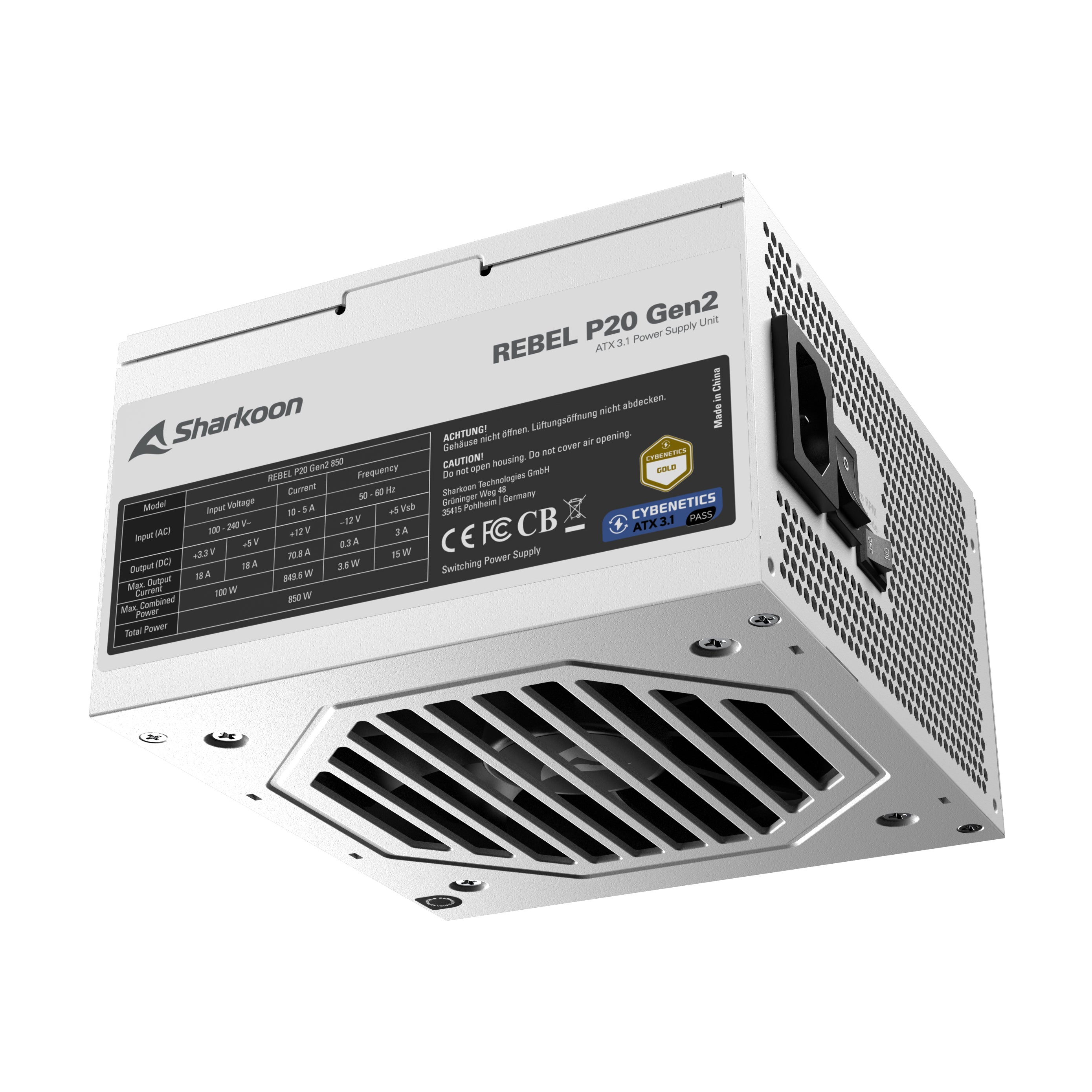 Sharkoon Rebel P20 Gen2 850w Strømforsyning   Hvid  Atx     Psu Geekd Dk