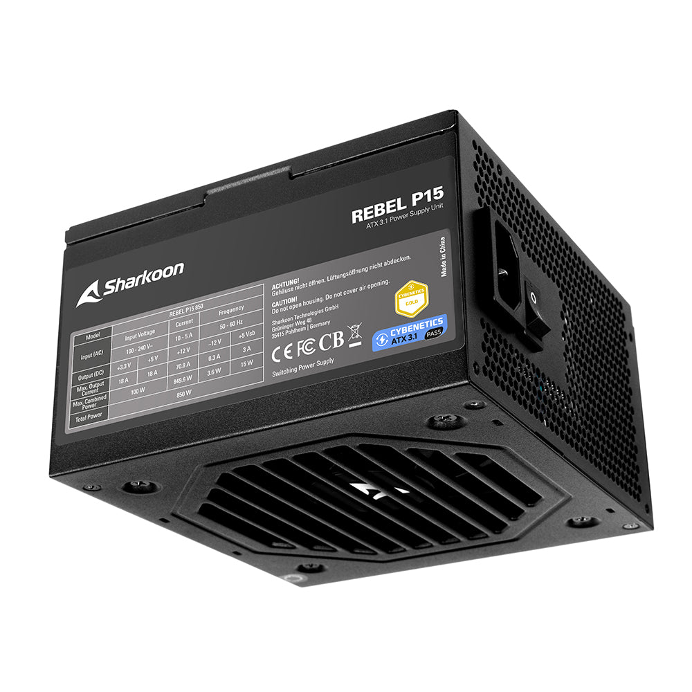 Sharkoon Rebel P15 850w Strømforsyning   Atx      Faste Kabler Psu Geekd Dk