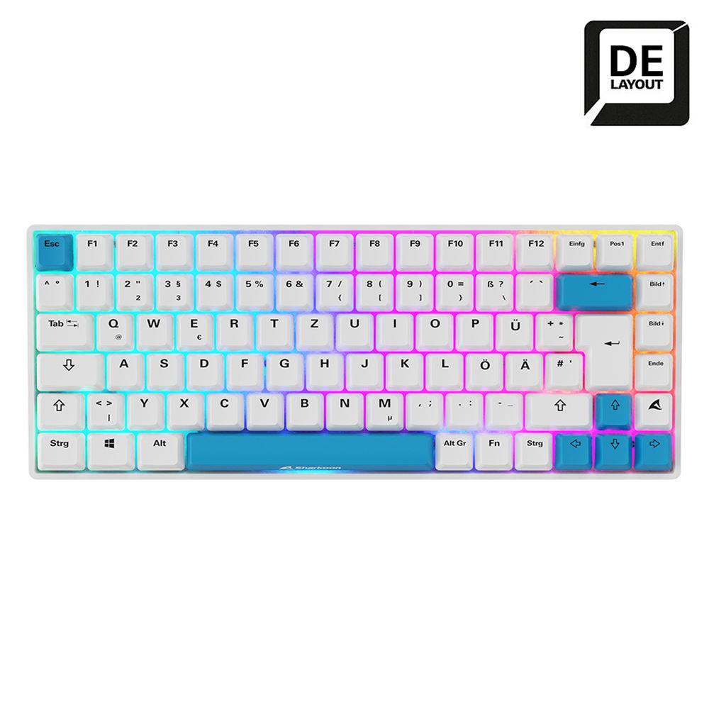 Sharkoon Sgk50 S3 Pbt Tastatur   Hvid Blå  Tysk Layout Geekd Dk